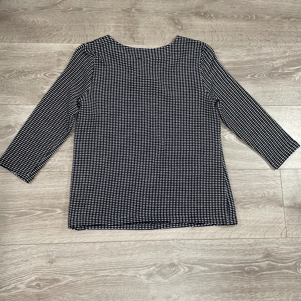 Talbots Petites Navy and White Bow Accent 3/4 Sleeve Top MP - Picture 16 of 16